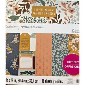 NEW Recollections 12x12 Harvest Meadow 48 Sheet Fall Autumn Scrapbook Paper Pad